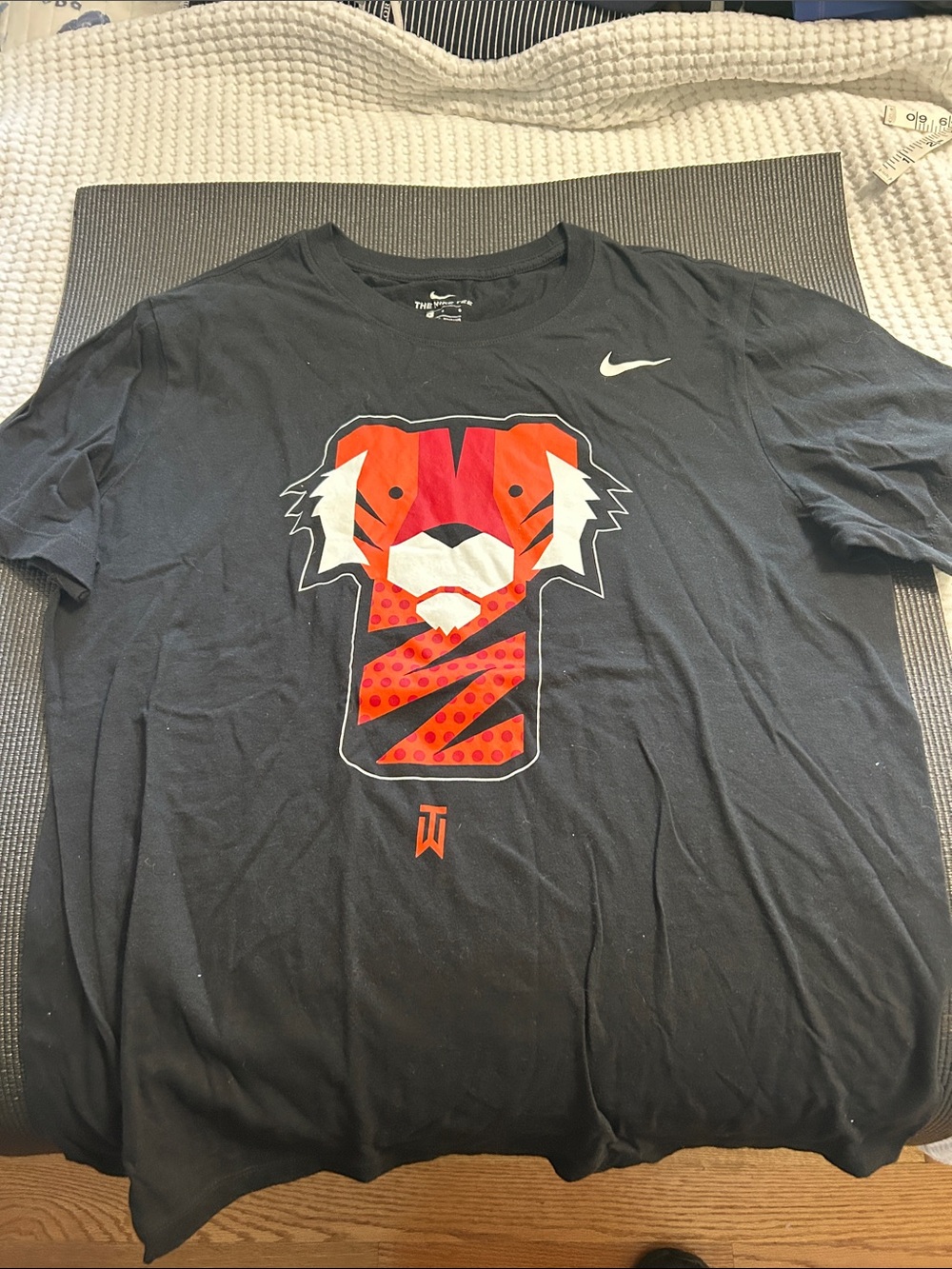 Nike Black Short Sleeve Tee with Red-Orange Tiger Graphic
